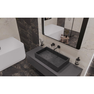 Umyvadlo na desku SAT Cemento 64x36,5 cm antracit bez přepadu CEM6437A
