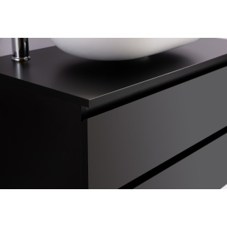 CERANO - Deska pod umyvadlo Carole/Velora - 140x46,5 cm - 18 mm - skříňka Carole 70 cm - černá matná - konzole chrom