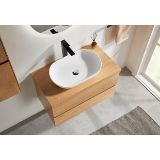 CERANO - Deska pod umyvadlo Carole/Velora - 160x46,5 cm - 18 mm - skříňka Carole 80 cm - dub medový - konzole chrom