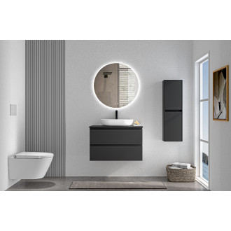 CERANO - Deska pod umyvadlo Navira - 120x46,5 cm - 36 mm - skříňka Carole 60 cm - černá matná - konzole černá