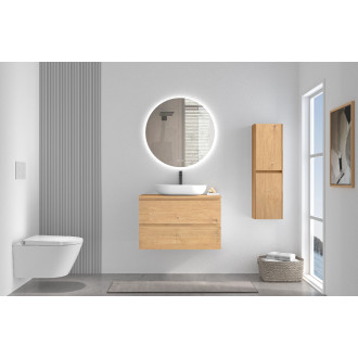 CERANO - Deska pod umyvadlo Navira - 160x46,5 cm - 36 mm - skříňka Carole 80 cm - dub medový - konzole černá