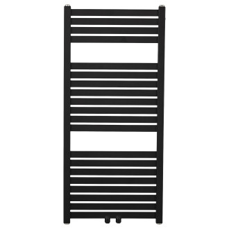 CERANO - Koupelnový radiátorový set Luigino - kombinované výtápění, termo tyč - středové připojení 50 mm - 300W - černá matná - 970x450 mm