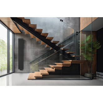 CERANO - Koupelnový radiátorový set Pyricus - kombinované výtápění, termo tyč - středové připojení 50 mm - 643W - černá matná - 1600x290 mm