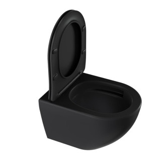 Wc s prkénkem softclose závěsné vírové SAT Fusion černá mat zadní odpad SATFUS010RTORPBKM