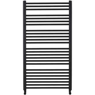 CERANO - Koupelnový radiátorový set Alberto - kombinované vytápění, termo tyč - boční jednobodové připojení - 716W - černá matná - 1180x650 mm