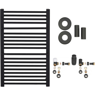 CERANO - Koupelnový radiátorový set Antonio - kombinované vytápění, termo tyč - boční jednobodové připojení - 484W - černá matná - 860x550 mm