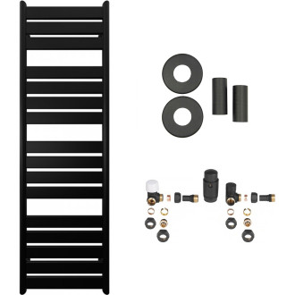 CERANO - Koupelnový radiátorový set Arturo - ústřední vytápění - boční jednobodové připojení - 859W - černá matná - 1600x500 mm