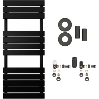 CERANO - Koupelnový radiátorový set Claude - kombinované vytápění, wifi tyč - boční jednobodové připojení - 650W - černá matná - 1200x500 mm