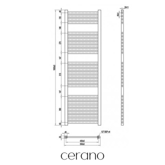 CERANO - Koupelnový radiátorový set Donovan - kombinované vytápění, termo tyč - boční jednobodové připojení - 477W - černá matná - 1600x500 mm