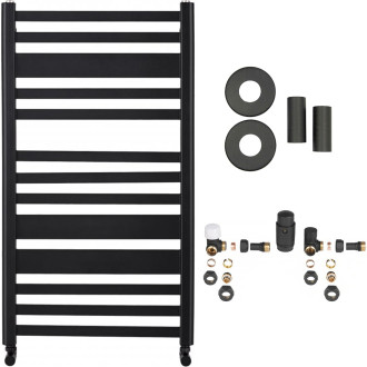 CERANO - Koupelnový radiátorový set Enrico - ústřední vytápění - boční jednobodové připojení - 467W - černá matná - 970x500 mm