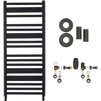 CERANO - Koupelnový radiátorový set Enrico - ústřední vytápění - boční jednobodové připojení - 559W - černá matná - 1210x550 mm