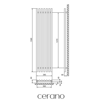 CERANO - Koupelnový radiátorový set Francesco - kombinované vytápění, wifi tyč - boční jednobodové připojení - 872W - černá matná - 1500x390 mm