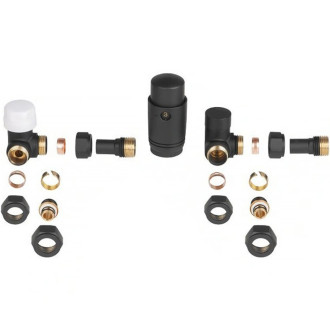CERANO - Koupelnový radiátorový set Fulgidus - kombinované vytápění, termo tyč - boční jednobodové připojení - 765W - černá matná - 1800x530 mm