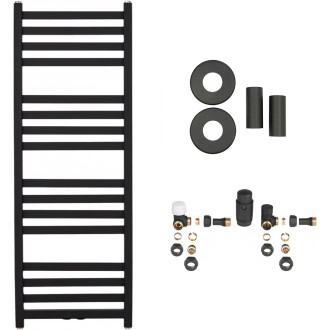 CERANO - Koupelnový radiátorový set Fulgidus - kombinované vytápění, wifi tyč - boční jednobodové připojení - 616W - černá matná - 1190x430 mm