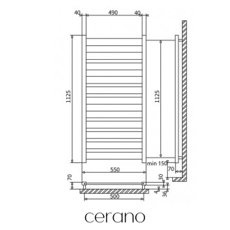 CERANO - Koupelnový radiátorový set Marco - kombinované vytápění, termo tyč - boční jednobodové připojení - 816W - černá matná - 1125x550 mm