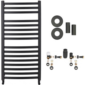 CERANO - Koupelnový radiátorový set Paolo - ústřední vytápění - boční jednobodové připojení - 604W - černá matná - 1090x550 mm