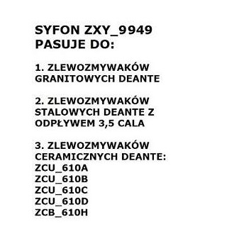 Deante "sifon pro jednodřez granitový, 3,5"", bez výpusti click-clack" ZXY_9949