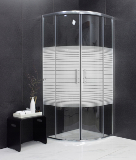 MEXEN RIO sprchový kout čtvrtkruh 80x80x190 cm 5mm chrom-pásy 863-080-080-01-20