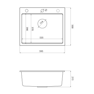 Granitový vestavný dřez mono, 59,5x50cm, carbon 60984