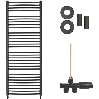 CERANO - Koupelnový radiátorový set Stefano - ústřední výtápění - boční jednobodové připojení - 943W - černá matná - 1710x650 mm