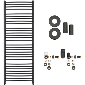 CERANO - Koupelnový radiátorový set Stefano - ústřední výtápění - boční připojení 50 mm - 943W - černá matná - 1710x650 mm