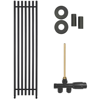 CERANO - Koupelnový radiátorový set Valerio - ústřední vytápění - boční jednobodové připojení - 872W - černá matná - 1560x390 mm