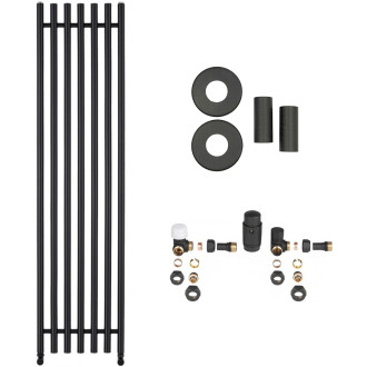 CERANO - Koupelnový radiátorový set Valerio - ústřední vytápění - boční připojení 50 mm - 872W - černá matná - 1560x390 mm