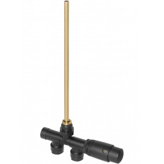 CERANO - Koupelnový radiátorový set Vincenzo - kombinované vytápění, termo tyč - boční jednobodové připojení - 500W - černá matná - 1330x450 mm