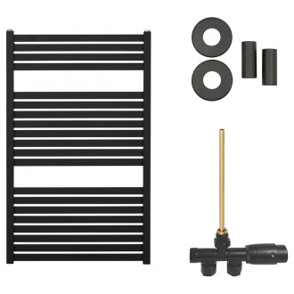 CERANO - Koupelnový radiátorový set Vincenzo - ústřední vytápění - boční jednobodové připojení - 400W - černá matná - 970x600 mm