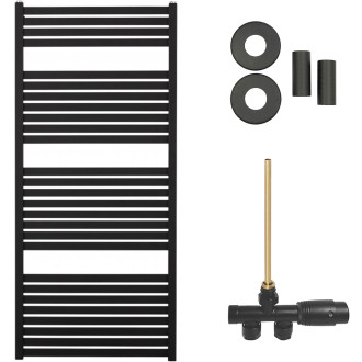 CERANO - Koupelnový radiátorový set Vincenzo - ústřední vytápění - boční jednobodové připojení - 600W - černá matná - 1330x600 mm