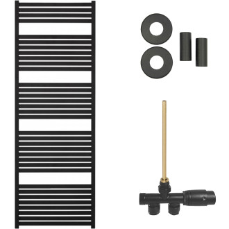 CERANO - Koupelnový radiátorový set Vincenzo - ústřední vytápění - boční jednobodové připojení - 800W - černá matná - 1690x600 mm