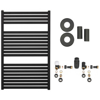 CERANO - Koupelnový radiátorový set Vincenzo - ústřední vytápění - boční připojení 50 mm - 400W - černá matná - 970x600 mm