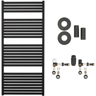 CERANO - Koupelnový radiátorový set Vincenzo - ústřední vytápění - boční připojení 50 mm - 600W - černá matná - 1330x600 mm