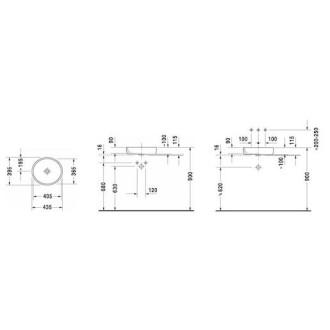 Umyvadlo na desku Duravit Starck 2 43,5x39,5 cm bez přepadu 2321440000