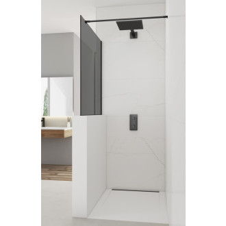 Sprchová zástěna SAT Walk-in 110x100 cm na sníženou příčku černá SATBWIS110KSPRC