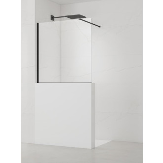 Sprchová zástěna SAT Walk-in 120x100 cm na sníženou příčku černá SATBWIS120PRC