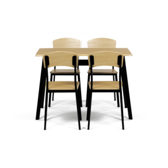 Jídelní set se 4 židlemi Autronic 110x76 cm hnědý MDF AUT-O2222 OAK