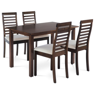 Jídelní set se 4 židlemi Autronic 120x75 cm hnědý Masiv AUT-4000 WAL