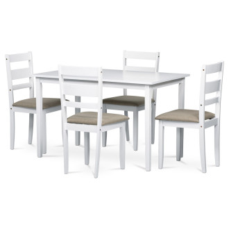 Jídelní set se 4 židlemi Autronic 120x75 cm bílý Masiv AUT-6070 WT