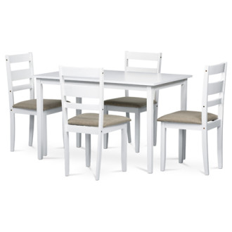 Jídelní set se 4 židlemi Autronic 120x75 cm bílý Masiv AUT-6070 WT