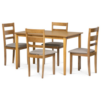 Jídelní set se 4 židlemi Autronic 120x75 cm hnědý Masiv AUT-6070 OAK