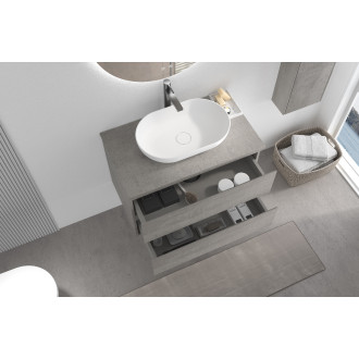 CERANO - Deska pod umyvadlo Carole/Velora - 120x46,5 cm - 18 mm - skříňka Carole 60 cm - betonově šedá - konzole černá
