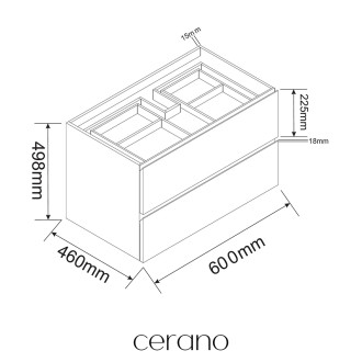 CERANO - Deska pod umyvadlo Carole/Velora - 120x46,5 cm - 18 mm - skříňka Carole 60 cm - betonově šedá - konzole černá