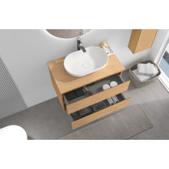 CERANO - Deska pod umyvadlo Carole/Velora - 120x46,5 cm - 18 mm - skříňka Carole 60 cm - dub medový - konzole černá