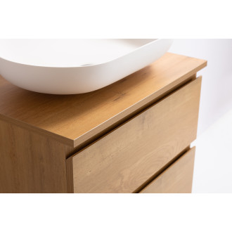 CERANO - Deska pod umyvadlo Carole/Velora - 120x46,5 cm - 18 mm - skříňka Carole 60 cm - dub medový - konzole černá