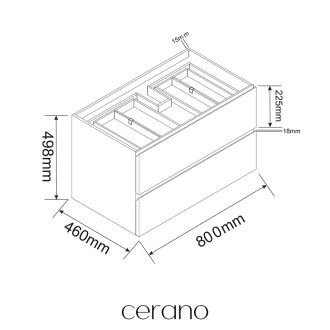 CERANO - Deska pod umyvadlo Carole/Velora - 160x46,5 cm - 18 mm - skříňka Carole 80 cm - betonově šedá - konzole černá