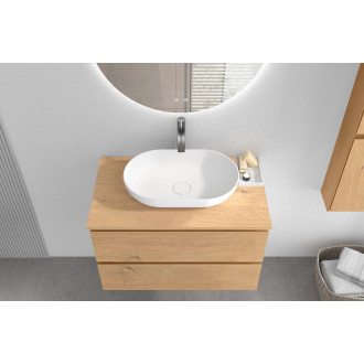 CERANO - Deska pod umyvadlo Carole/Velora - 160x46,5 cm - 18 mm - skříňka Carole 80 cm - dub medový - konzole černá