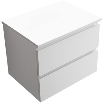 CERANO - Deska pod umyvadlo Navira - 120x46,5 cm - 36 mm - skříňka Carole 60 cm - bílá matná - konzole černá