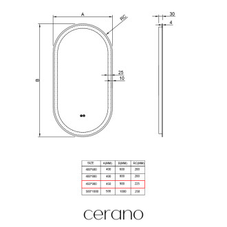 CERANO - Koupelnové LED zrcadlo Ayvo - Ø 45x90 cm