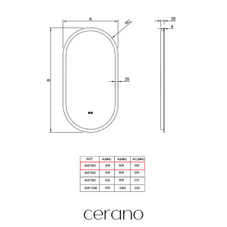 CERANO - Koupelnové LED zrcadlo Toro - Ø 40x60 cm